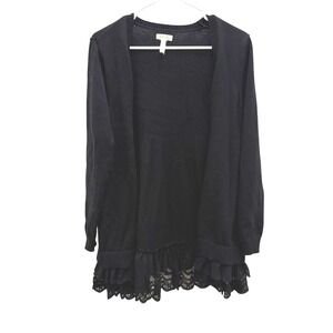 Matilda Jane Black Lace Trim Cardigan Sweater‎ Womens Medium Boho Whimsygoth